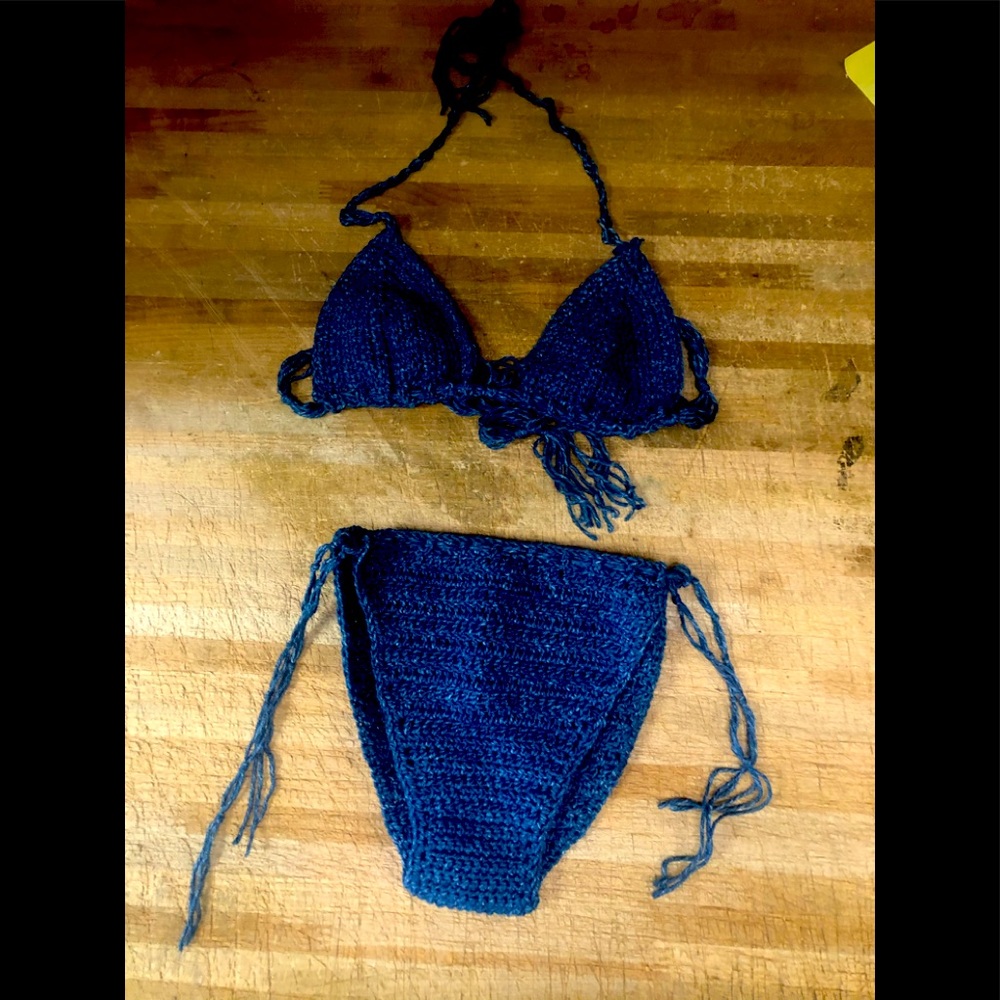 Beautiful blue handmade crochet bikini M/B cup